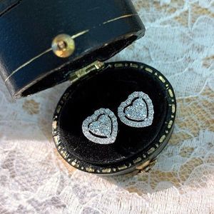 Rhinestone Heart Stud Earrings For Women Temperament Fashion Heart-shape Earring